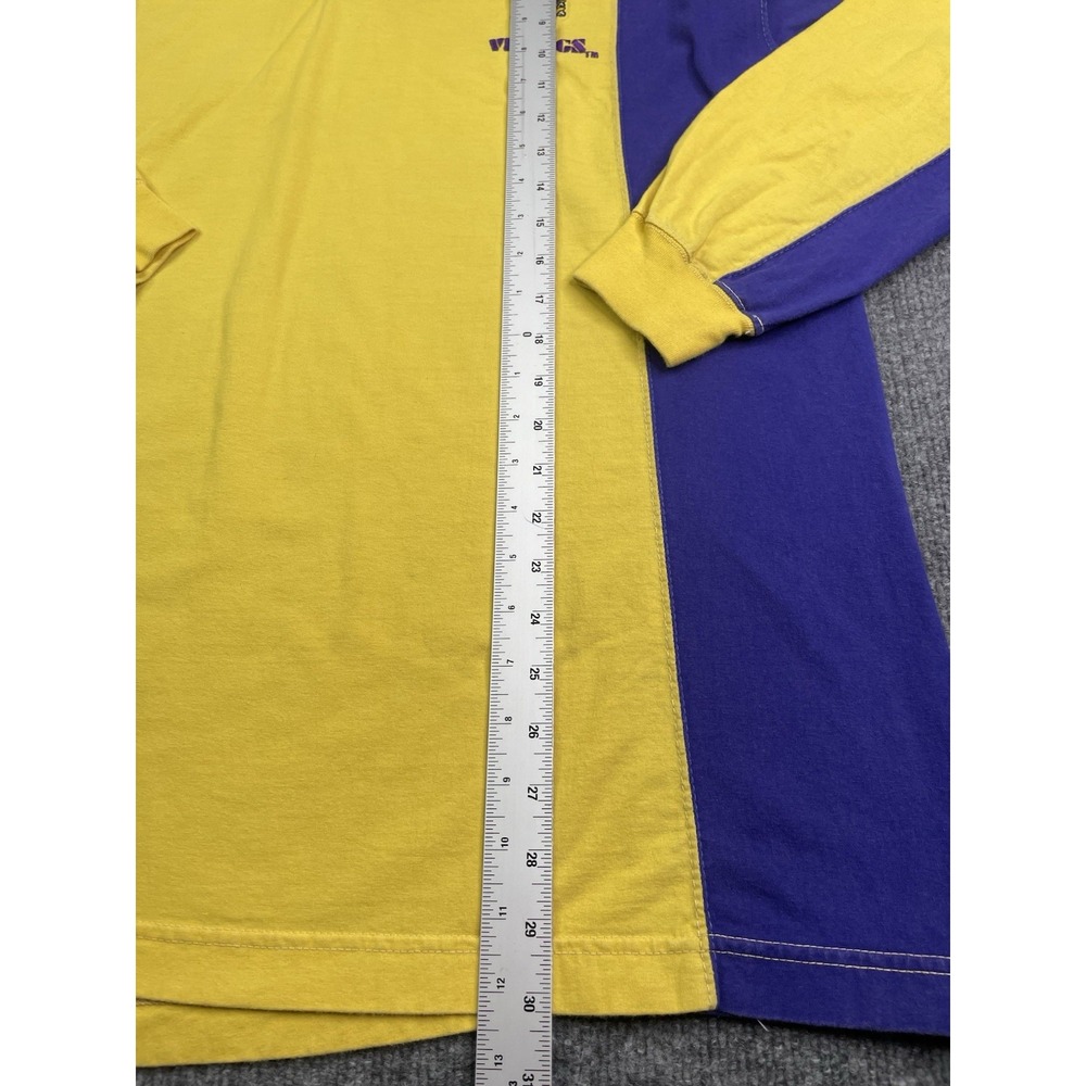 VINTAGE Minnesota Vikings Rugby Club Shirt Men's L Yellow Purple Polo NFL Y2K - Picture 8 of 8